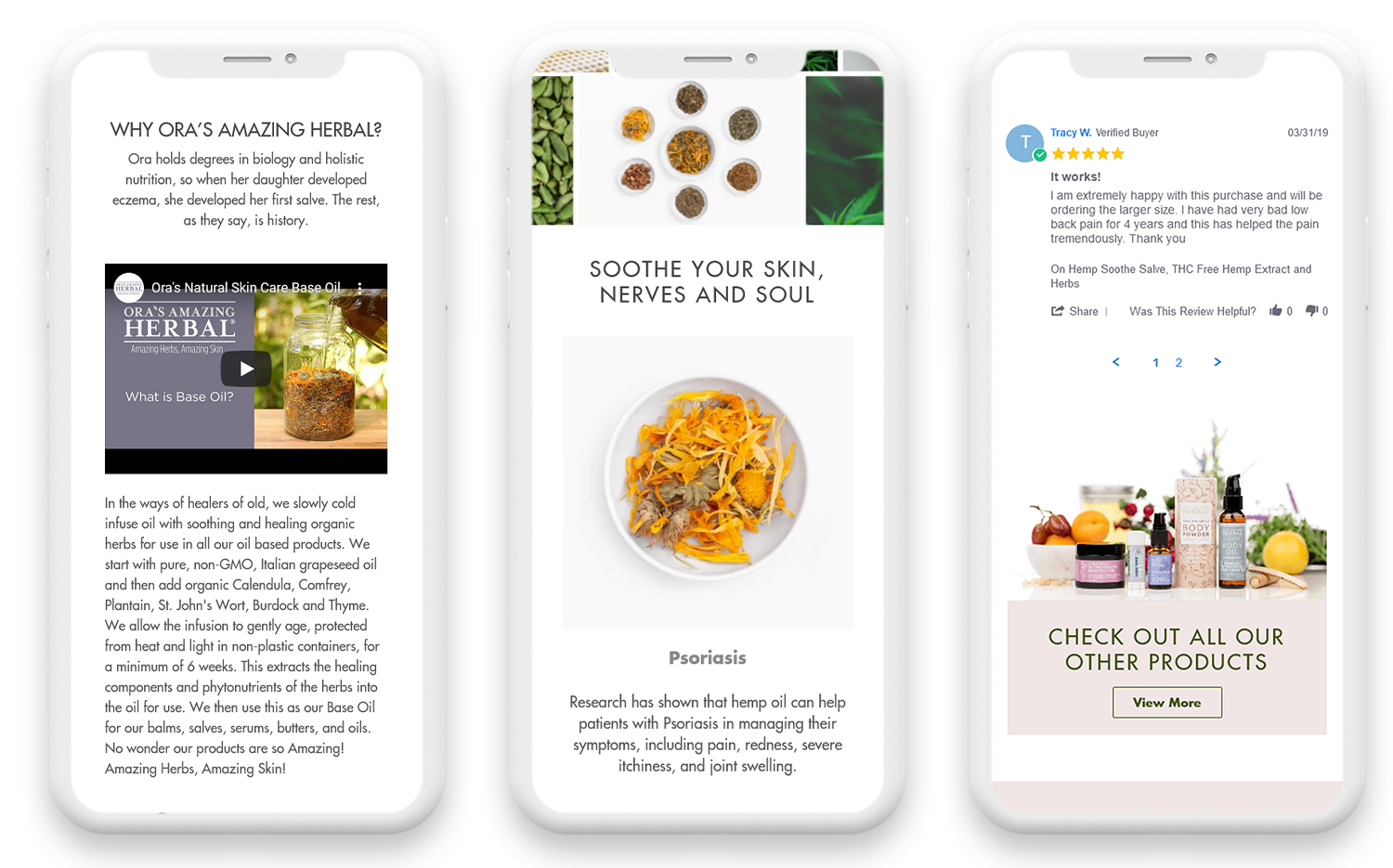 Ora's Amazing Herbal shopify site image by ElectricBot shopify development New Jersey